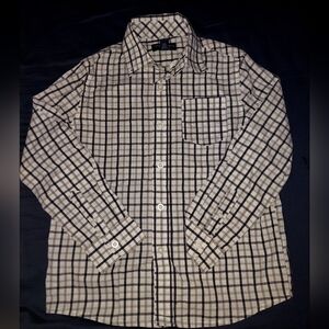 Boys Size 7 French Toast Black & White Plaid Button Down Shirt
